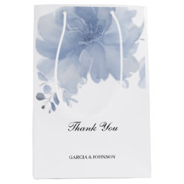 Blauwe Waterverf Floral Wedding Medium Cadeauzakje