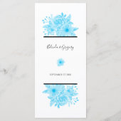 Blauwe Waterverf Floral Wedding Menu (Achterkant)