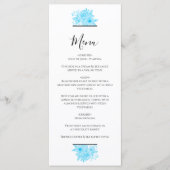 Blauwe Waterverf Floral Wedding Menu (Voorkant)