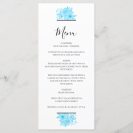 Blauwe Waterverf Floral Wedding Menu