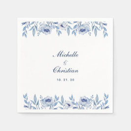 Blauwe Waterverf Floral Wedding Napkin Servet
