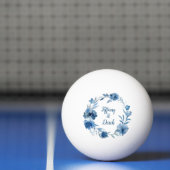 Blauwe Waterverf Floral Wedding Pingpongbal (Net)