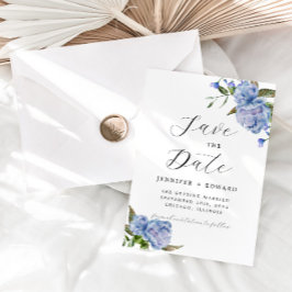 Blauwe Waterverf Floral Wedding Save The Date