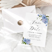 Blauwe Waterverf Floral Wedding Save The Date