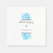 Blauwe Waterverf Floral Wedding Servet (Voorkant)