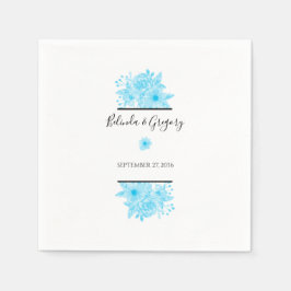 Blauwe Waterverf Floral Wedding Servet