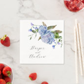 Blauwe Waterverf Floral Wedding Servet (Insitu)