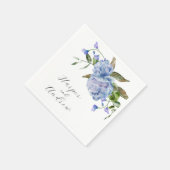Blauwe Waterverf Floral Wedding Servet (Hoek)