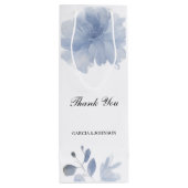 Blauwe Waterverf Floral Wedding Wijn Cadeautas (Achterkant)
