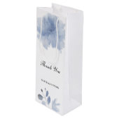 Blauwe Waterverf Floral Wedding Wijn Cadeautas (Voorkant Gekanteld)