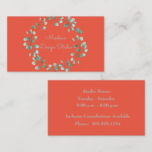 Blauwe Waterverf Floral Wreath Visitekaartje (Voorkant / Achterkant)