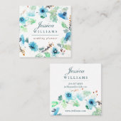 Blauwe Waterverf Floral Wreator Visitekaartje (Voorkant / Achterkant)