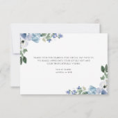 blauwe waterverf florale bruiloft bedankt kaartje (Achterkant)