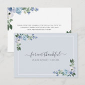 blauwe waterverf florale bruiloft bedankt kaartje (Voorkant / Achterkant)