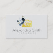 blauwe waterverf florale logo fotograaf visitekaartje (Voorkant)