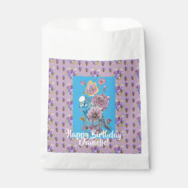 Blauwe Waterverf florale meisjes Favor Bags Bedankzakje