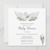 Blauwe Waterverf Florals Angel Wings Baby shower Kaart (Voorkant)