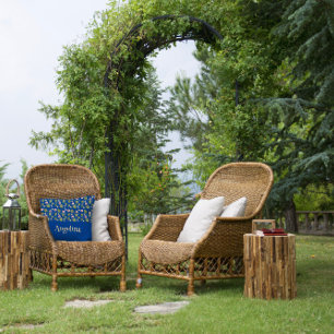 Blauwe waterverf floranje buisje kussen