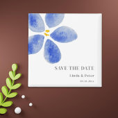 Blauwe Waterverf Flower Save The Date Wedding Magneet