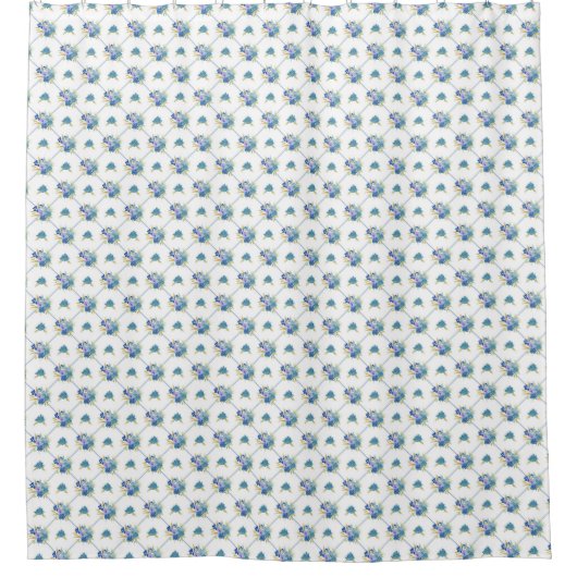 Blauwe Waterverf Flowers Shower Curtain Douchegordijn (Voorkant)