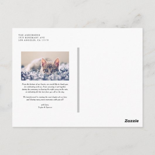 Blauwe Waterverf Foto Collage Weddenschap Bedankt Briefkaart (Achterkant)