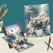 Blauwe Waterverf Foto Gardener Notitieboek