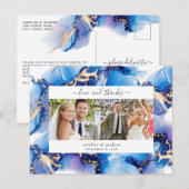 Blauwe Waterverf Foto Hartelijk dank Briefkaart (Voorkant / Achterkant)