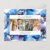 Blauwe Waterverf Foto Hartelijk dank Briefkaart (Voorkant)