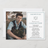 Blauwe Waterverf foto | Ster van David Bar Mitzvah Kaart (Voorkant)