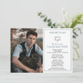 Blauwe Waterverf foto | Ster van David Bar Mitzvah Kaart (Staand voorkant)