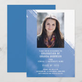 Blauwe Waterverf Fotogradatie Uitnodiging (Voorkant / Achterkant)