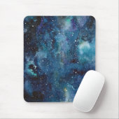 Blauwe Waterverf Galaxy Space Stars Initialen Muismat (Met muis)