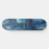 Blauwe Waterverf Galaxy Space Stars Naam Persoonlijk Skateboard (Horizontaal)