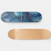 Blauwe Waterverf Galaxy Space Stars Naam Persoonlijk Skateboard (Horizontaal)