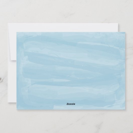 Blauwe Waterverf gelukkigste Feestdagen Feestdagenkaart (Achterkant)