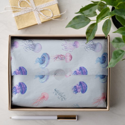 Blauwe Waterverf gemengde kleur kwal Tissuepapier (Geschenk)