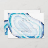 Blauwe Waterverf Geodes Bruiloft RSVP (Voorkant / Achterkant)