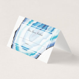 Blauwe Waterverf Geodes Rock Bruiloft Kaart
