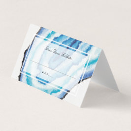 Blauwe Waterverf Geodes Rock Bruiloft Kaart