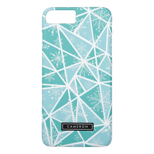 Blauwe Waterverf geometrische sneeuwvlokken Patroo Case-Mate iPhone Case (Achterkant)