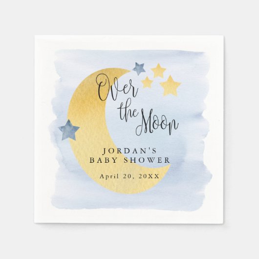 Blauwe Waterverf gepersonaliseerd Servet (Voorkant)