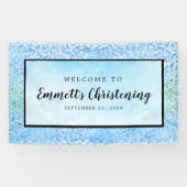 Blauwe Waterverf gepersonaliseerde doop Spandoek (Horizontaal)