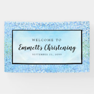 Blauwe Waterverf gepersonaliseerde doop Spandoek