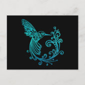 Blauwe Waterverf gestileerde kolibrie Briefkaart (Voorkant)