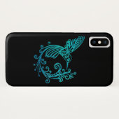 Blauwe Waterverf gestileerde kolibrie Case-Mate iPhone Case (Achterkant (horizontaal))