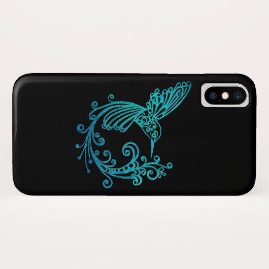 Blauwe Waterverf gestileerde kolibrie Case-Mate iPhone Case (Achterkant (horizontaal))