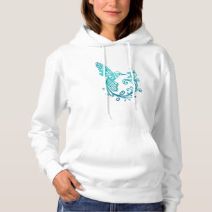 Blauwe Waterverf gestileerde kolibrie Hoodie