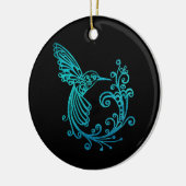 Blauwe Waterverf gestileerde kolibrie Keramisch Ornament (Links)