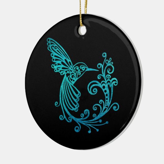 Blauwe Waterverf gestileerde kolibrie Keramisch Ornament (Links)