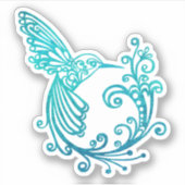 Blauwe Waterverf gestileerde kolibrie Sticker (Voorkant)